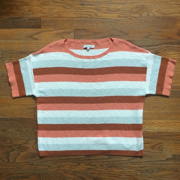 Madewell Striped Slightly Crop Knit Top Size S - Picture 2 of 6